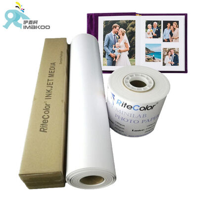 Kertas Foto Berlapis Resin Pigmen Yang Tetap Berwarna Waterproof Lustre Inkjet Paper Roll untuk Toko Cetak, Fotografer