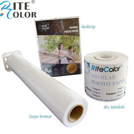 Inkjet RC Glossy Photo Paper Lustre Paper Roll Untuk Canon / Epson Digital Printing