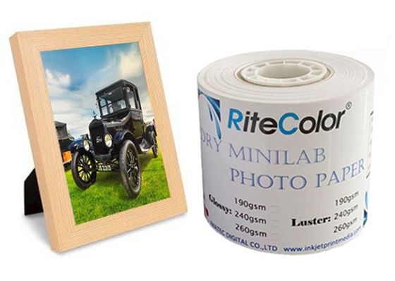 Inkjet Digital RC Kering Minilab Kertas Foto Kilau 240gsm 4'' 5'' 6'' 8'' 10'' 12'' Roll