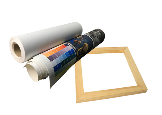 Wide Format Inkjet Matte Poly Cotton Canvas Roll Untuk Pencetakan Tinta Pewarna Pigmen